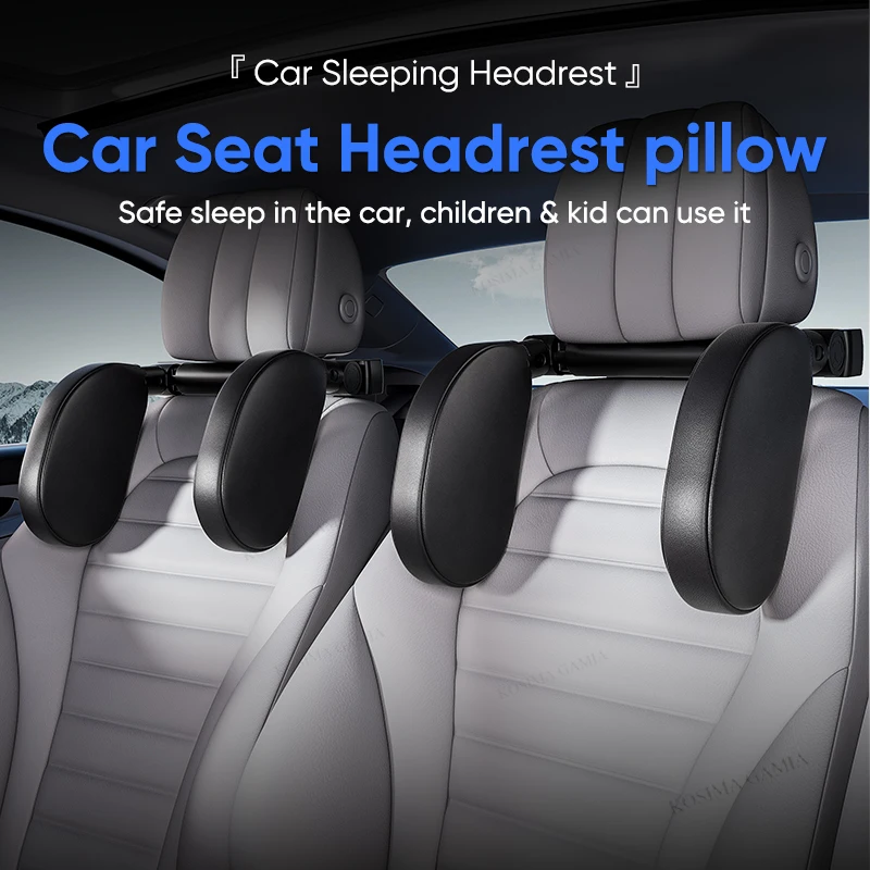 Ergonomic 360° Adjustable Auto Cervical Pillow with Memory Foam & Side Pads One-Click Sleep Headrest for Car