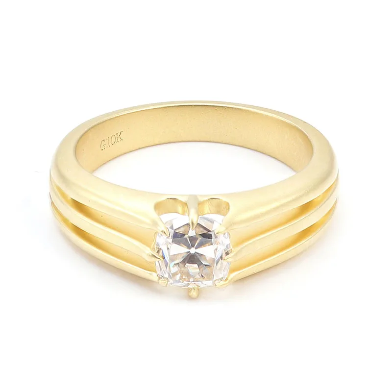 

Provence 10K Yellow Gold Solitaire Ring With 5*7mm Radiant Cut Moissanite Diamond GRA For Women Three Rows Classic Ring