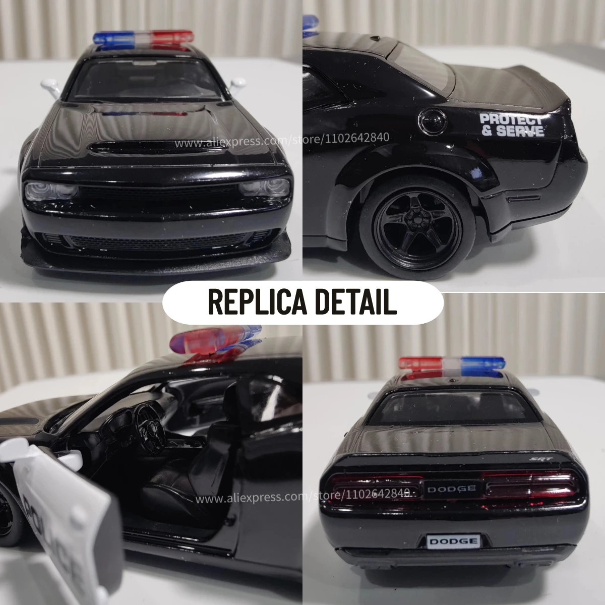 Scale 1/36 Dodge Challenger SRT Demon Car Model Replica Diecast Mini Vehicle Decor Xmas Gift Kid Boy Toy