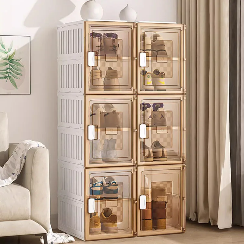 Filing Plastic Shoe Cabinet Living Room Tower Bedroom Vertical Slippers Show Shoe Shelf Transparent Zapatero Hotel Furniture