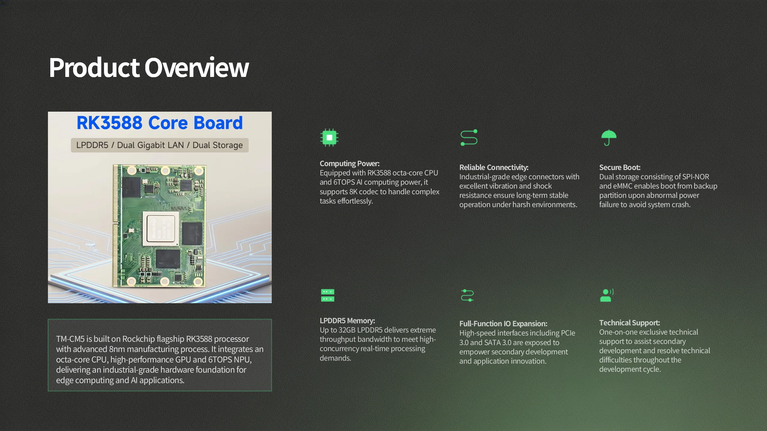 TM-CM5 RK3588 MODUL 8GB/32GB LPDDR5 64GB EMMC OpenSource – Detail 1