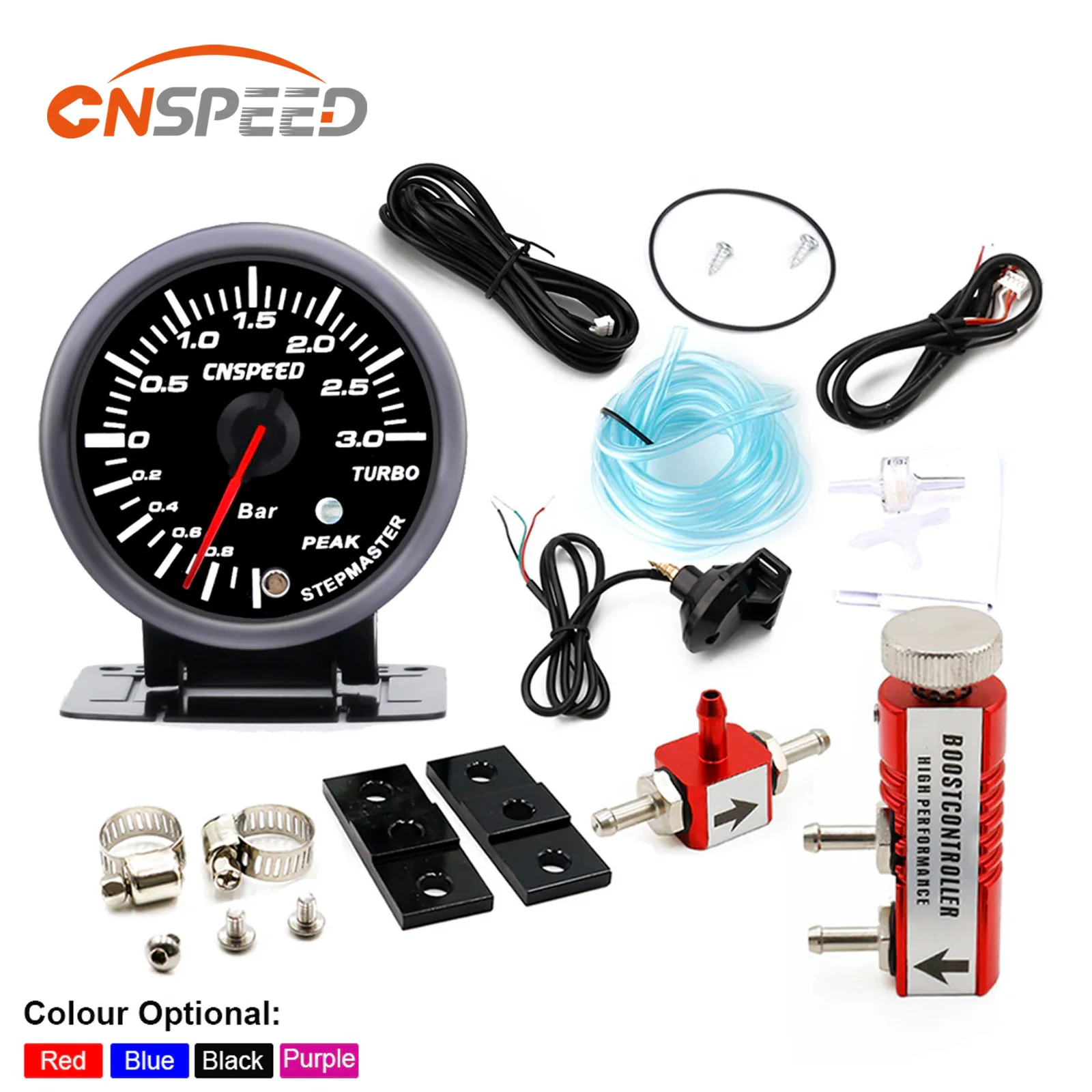 3.0 BAR 60mm 2.5'' Boost Turbo Gauge White&Amber Dual Led Display With Peak Warning&Adjustable Controller Kit