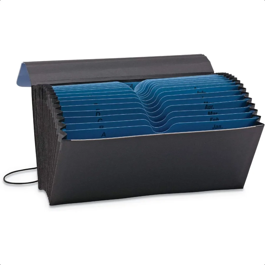 

TwoWay Handy Organizer File 21 Pockets Alphabetic AZ and Monthly (JanDec) Flap and Elastic Cord Closure Blue Black (70506)