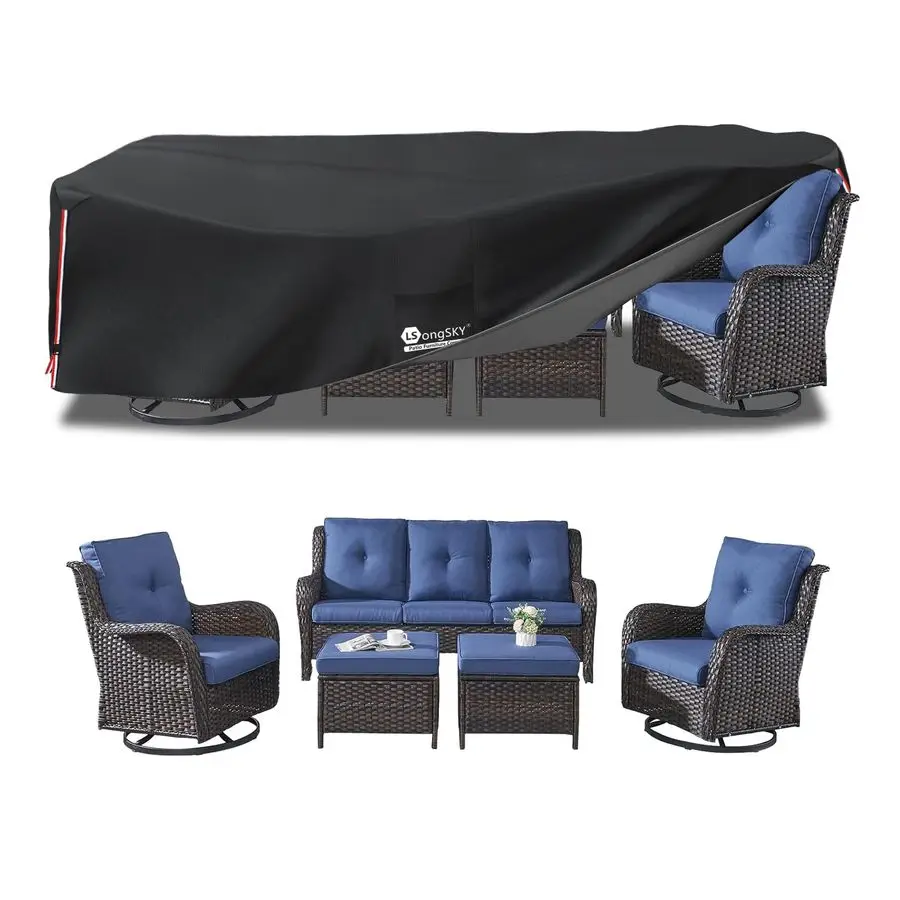 Furniture Covers Waterproof,600D Heavy Duty Patio Cover for 6 7 8 PCS Sets Sectional Sofa Couch Dining Rocking Swivel Chairs Ott