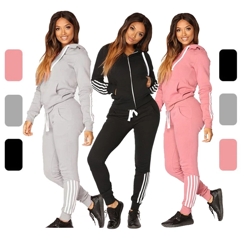 

Women Fashion Casual Tracksuits Long Sleeve Zipper Hoodies and Trousers Sport Suits Hoodies Slim Jogging Suits