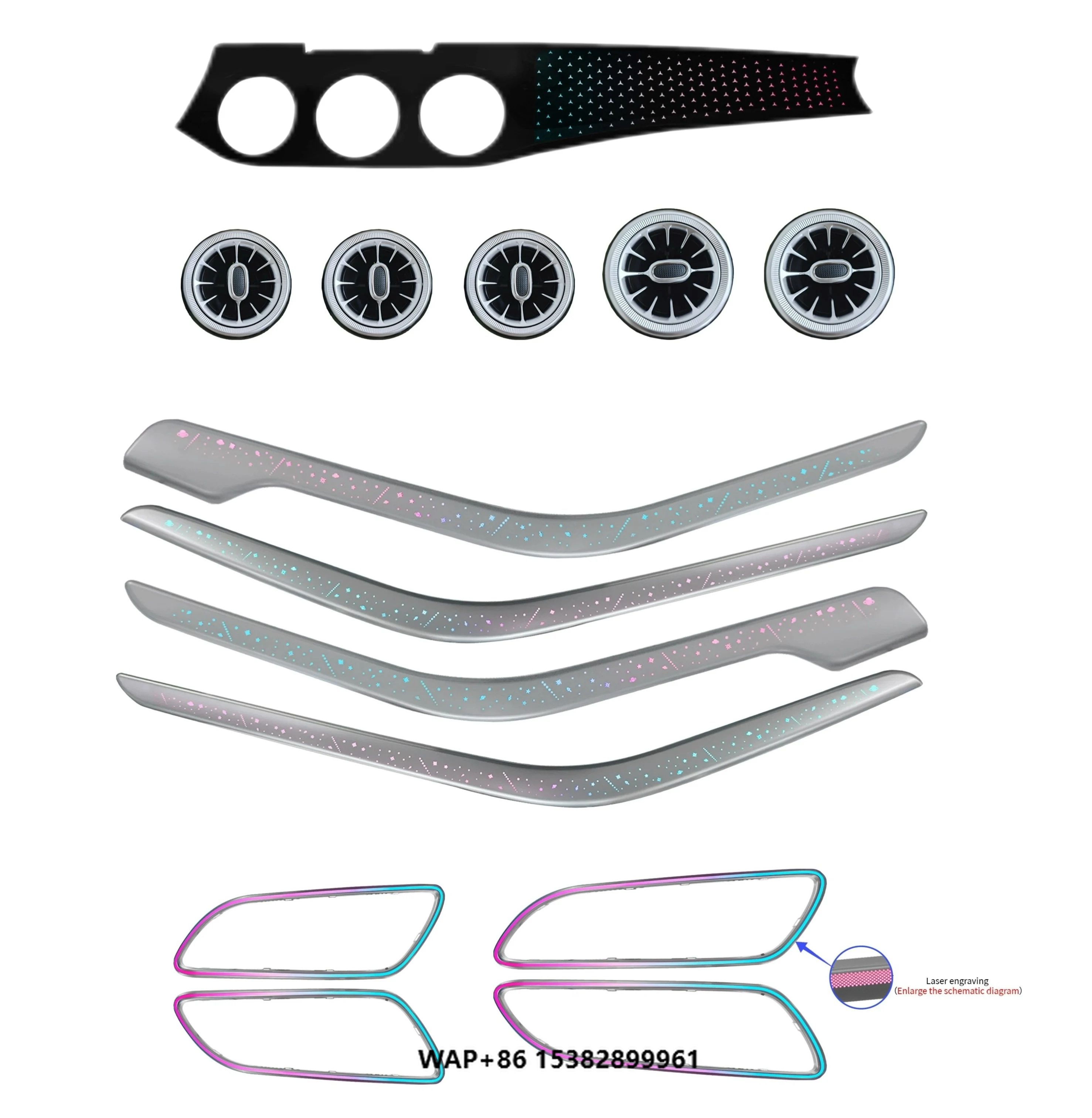 

Car Accessories Ambient Lights Starry Sky Armrest Atmosphere 256 Colors Suitable for GLA W156 CLA W117 2013-2019