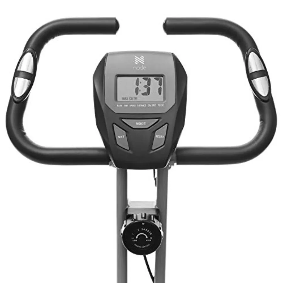 Indoor Cycling Bike - Folding Upright Stationary Exercise Cycle with Magnetic Resistance, Steel Frame, Black, Space-Saving Desi