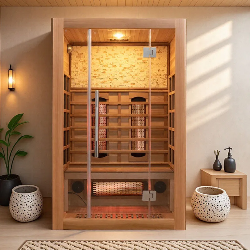 LMM Home Sauna Room Red Cedar Single Double Dry Steam Full Body Sweating Light Wave Room