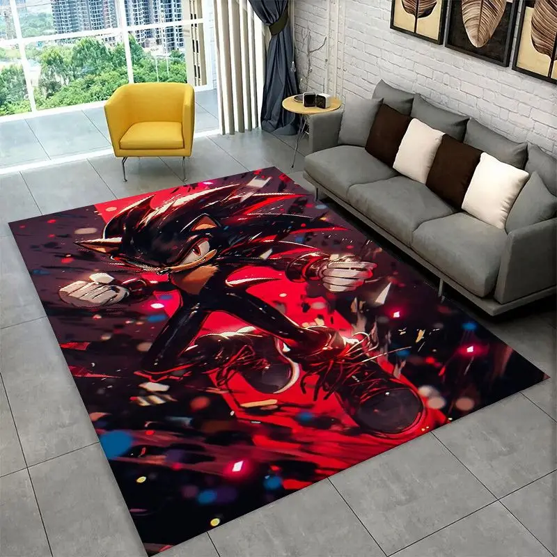 Classic Game S-Sonic Cartoon Non-Slip Area Rug for Living Room,Bedroom,Playroom,Soft Carpet Floor Mat Home Decor Rug Kids Room