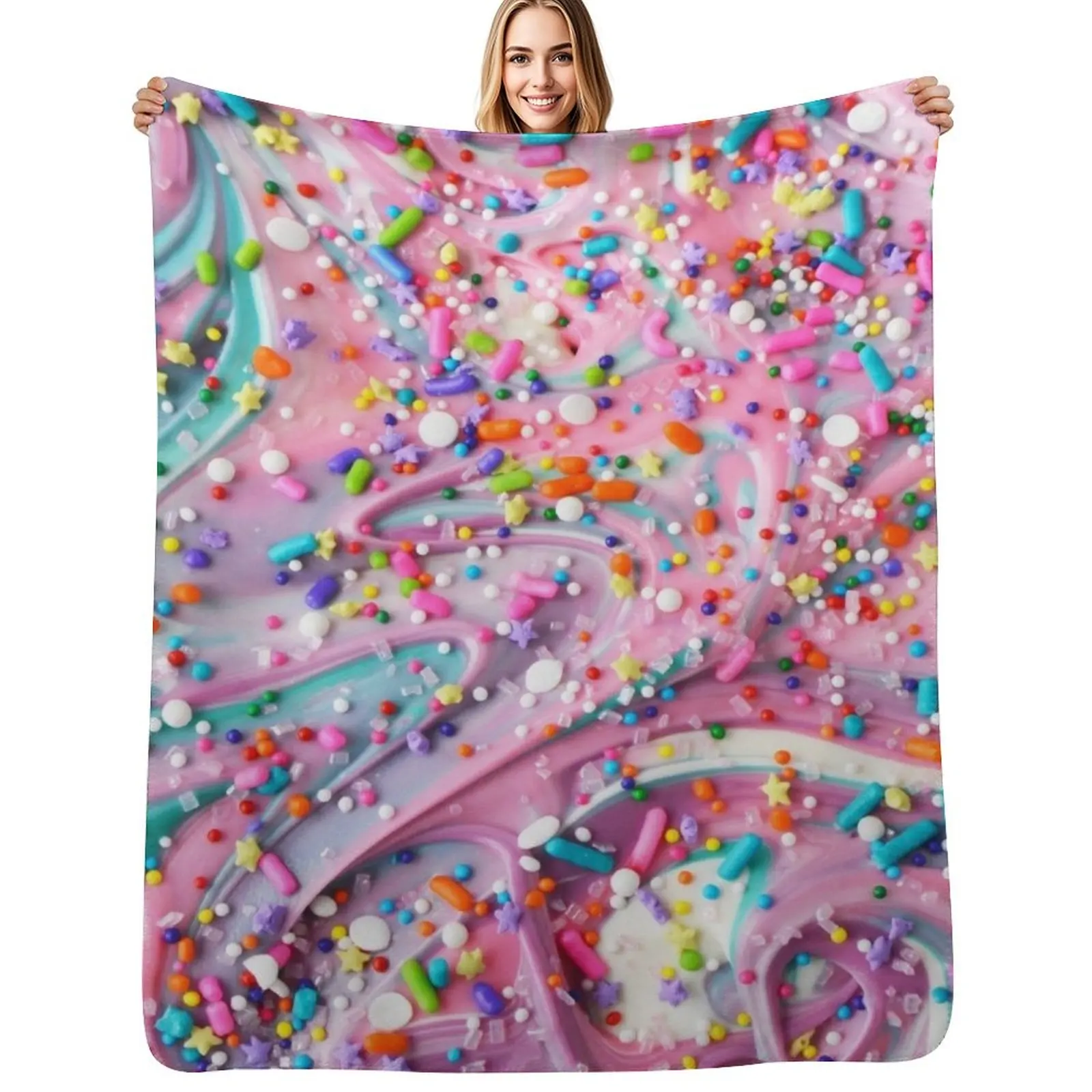 

Colorful Candy Swirls with Sprinkles Throw Blanket Weighted Kid'S Camping funny gift Blankets