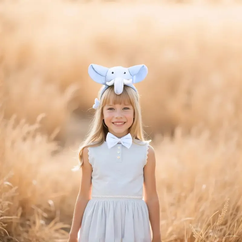 

asdh8@Elephant Costume 3pcs Plush Animal Headband Bowtie and Elephant Tail Set 3D Elephant Ears Headband Halloween Cosplay Props