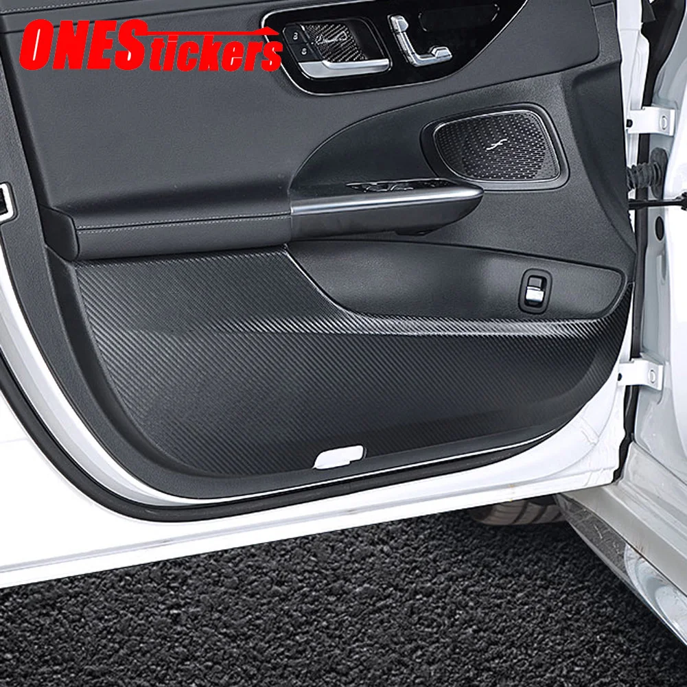 For Mercedes Benz C Class W206 C200 C220 C260 300 2022 Leather Car Accessories Door Anti-kick Mat Cover Sill Edge Protective Pad