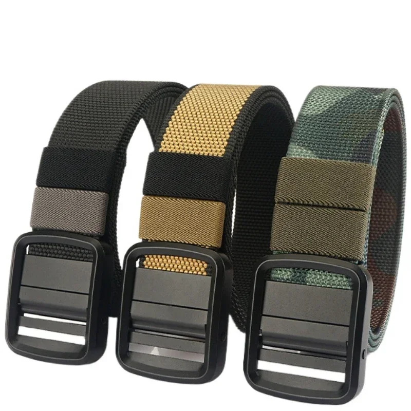 New Rotating Sun Buckle Double Sided Two Color Nylon Belt Casual Versatile Replaceable Dual-purpose Canvas Mens Belt