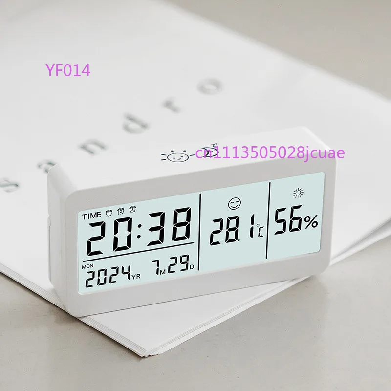 LCD Silent Desktop Alarm Clock Simple Student Electronic Clock With Temperature Humidity Display