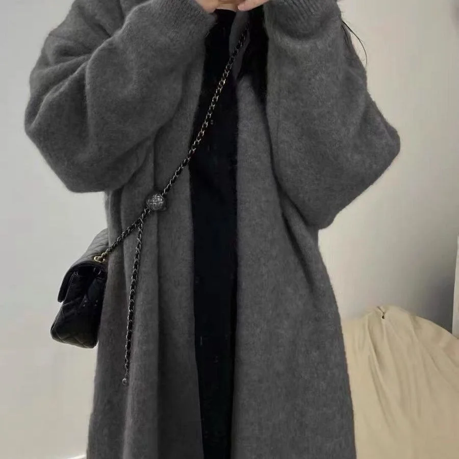 

Mid-Long Cardigans Navy Blue Womens Spring Sleeveless Fashionable Casual Streetwear Slim-Fit High-Quality Warm Trendy Breathable