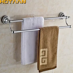 Verchroomd Wall Mounted Rvs Dubbele Handdoek Bars Badkamer Handdoek Hanger Badkamer Accessoires Handdoekenrek HYT-11898-C