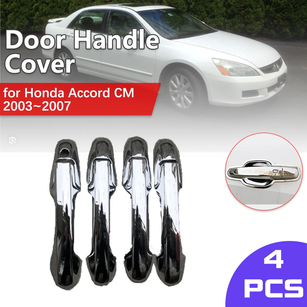 

Хромированная крышка дверной ручки для Honda Accord CM Inspire U 2003 ~ 2007, 2004 2005 2006 отделка из углеродного волокна, крышка автомобиля, Стильные наклейки, аксессуары