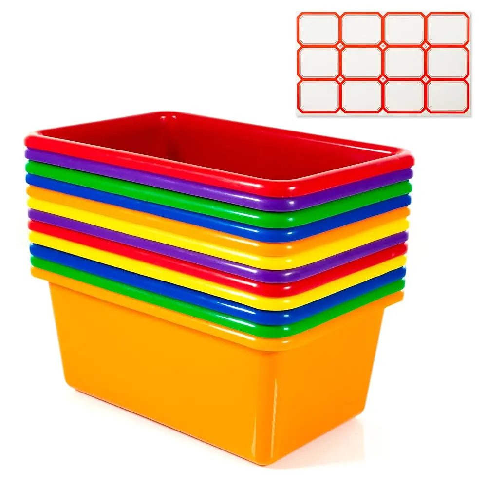 

Small Cubby Bins 12 Piece Pack for Office Storage Kids Classroom or Toy Home Organizing Cube Bin with Plastic Container Self