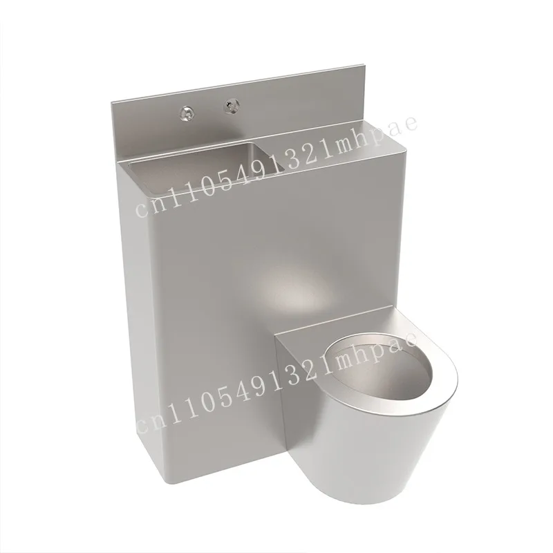 

Prison or bathroom with modern design stainless steel combination flush toilet with P-type washbasin factory supply