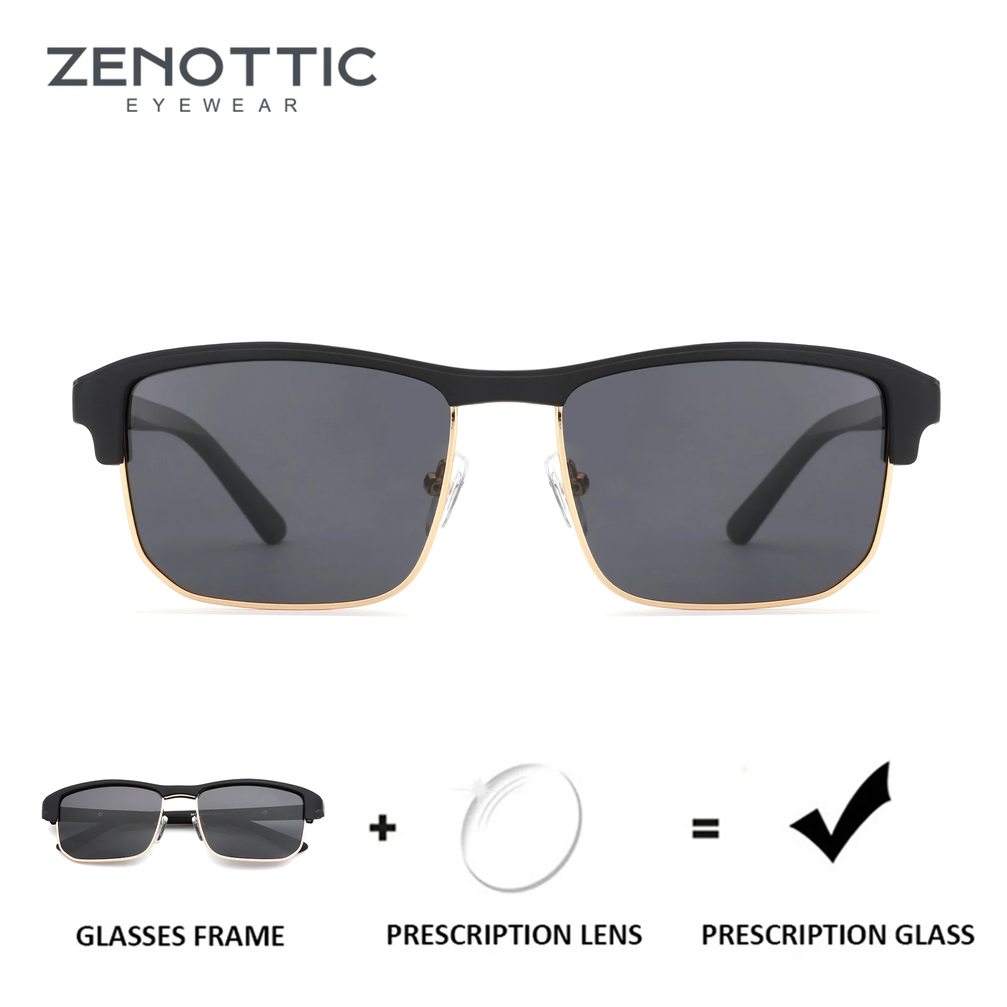 

ZENOTTIC (размер L) спортивные квадратные поляризационные солнцезащитные очки TR90 по рецепту для мужчин, стильные оптические солнцезащитные очки UV400