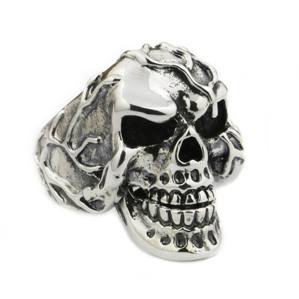 925 Sterling Silver Jaw Openable Skull Ring 9M020 US Size 7~15