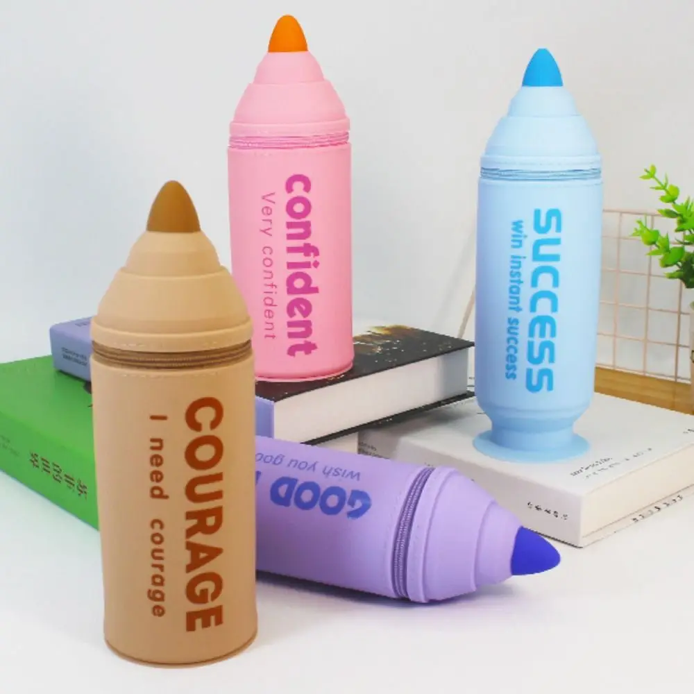 

Marker Pen Shape Pen Holder Suction Cup Detachable Makeup Brush Holder Silicone Colorful Stationery Storage Organizer Office