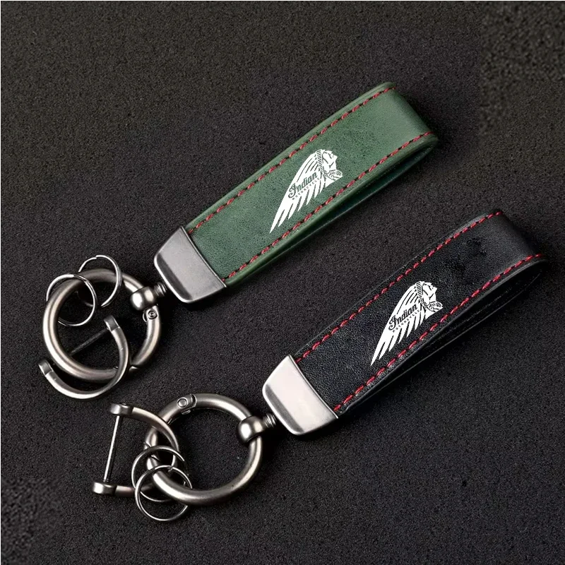 For Indian FTR 1200 S FTR1200 Carbon Rally Chief LOGO 1PCS Motorcycle Metal PU Leather Motorcycle Keychain Ring Accessories