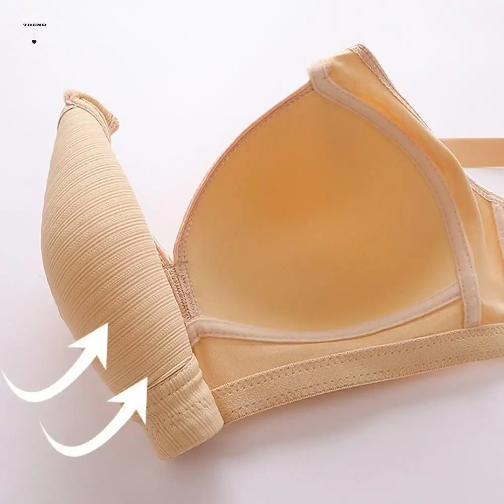 Sujetador de talla grande para madres mayores, ropa interior ajustada a prueba de golpes para mujer, lencería con anillo sin acero, sujetador inalámbrico con escote en V profundo para personas mayores