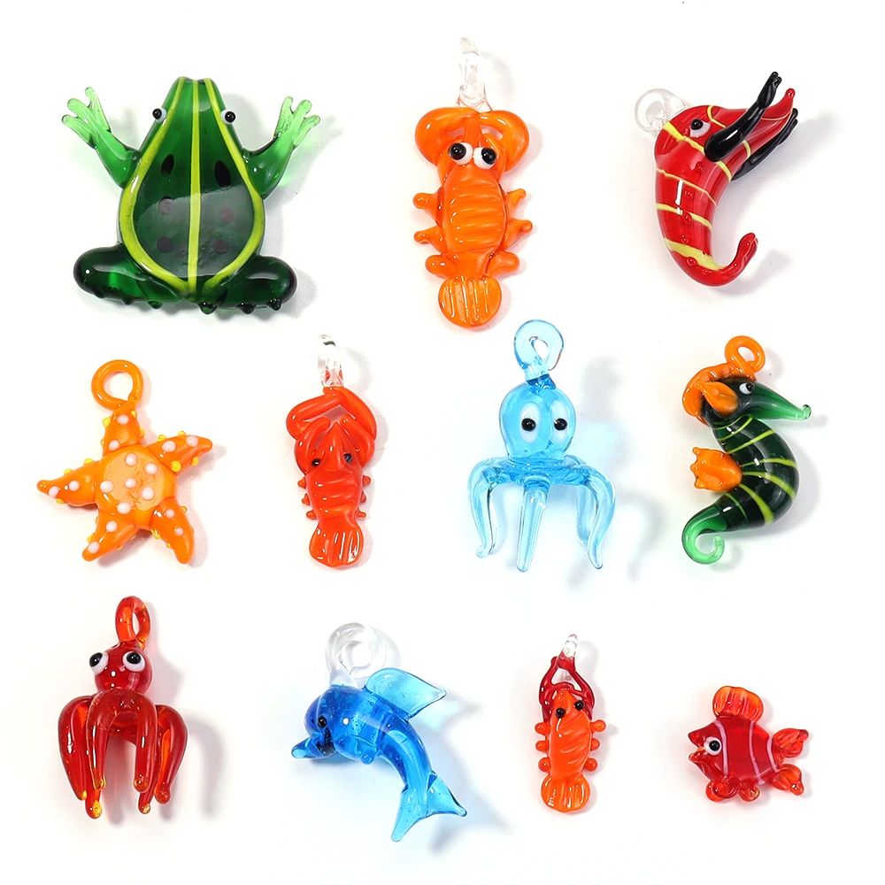 1pcs Ocean Lampwork Pendant Simulation Cute Animals Glass Beads Charms For Jewelry Making Necklace Earrings Key Chains ﻿ image 3