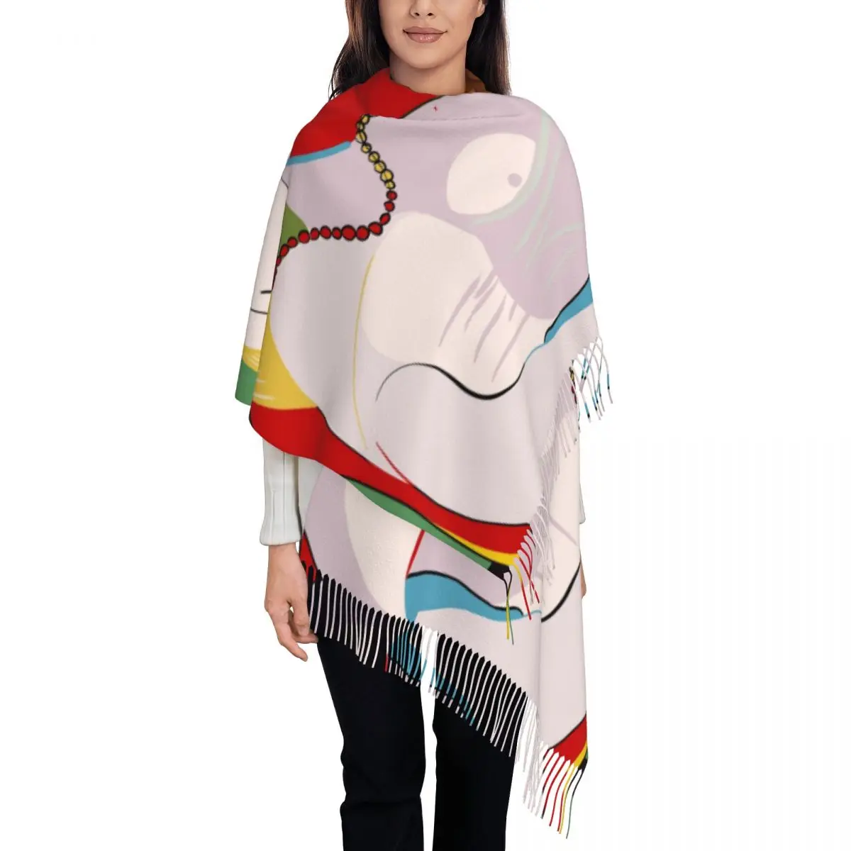 Custom Picasso's Dream Tassel Scarf Women Winter Fall Warm Shawls Wraps Ladies Pablo Picasso Scarves