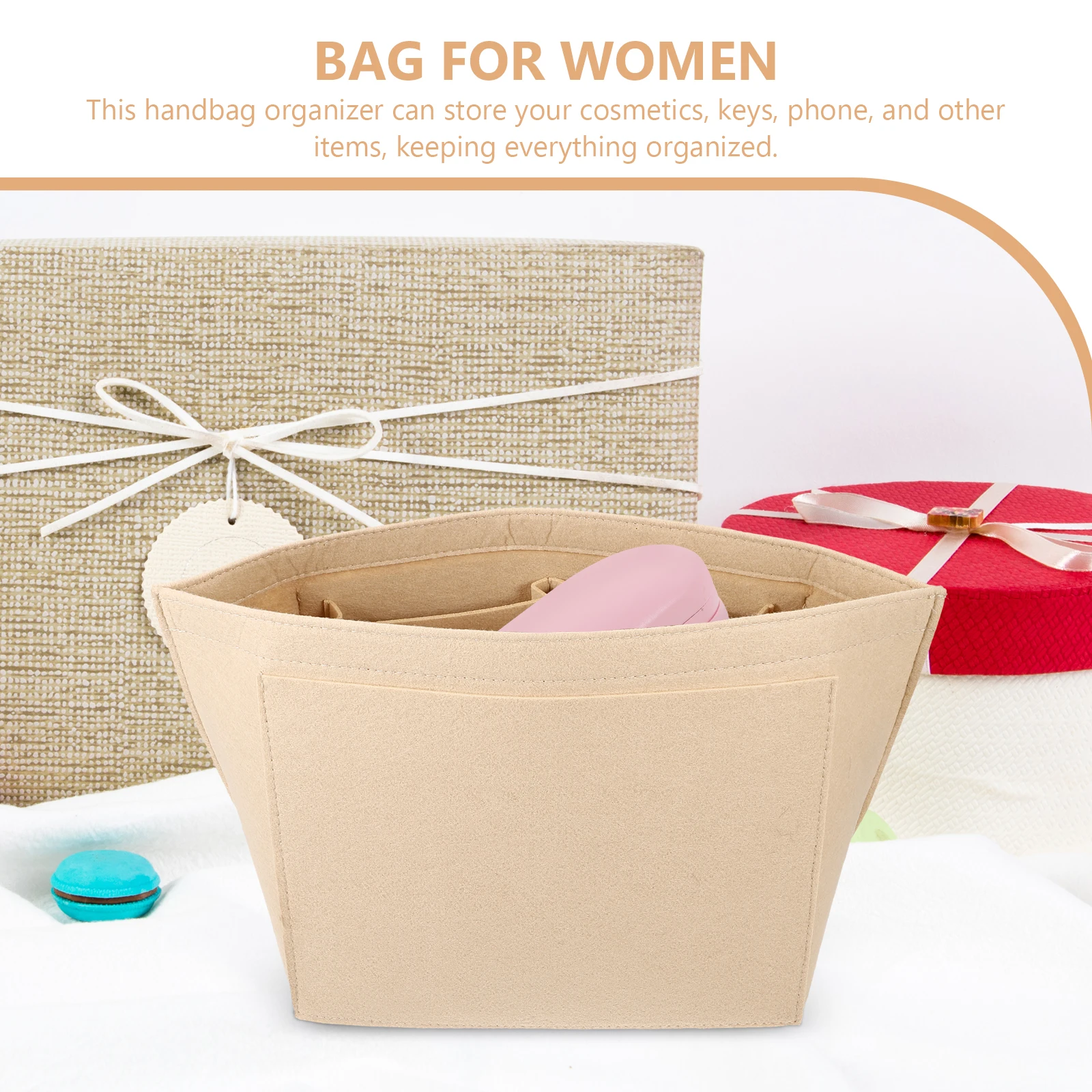 

Felt Purse Organizer Insert Tote Bag Liner Functional Purse Organizer Cosmetics Keys Storage Bag for Women Handbag Insert Liner