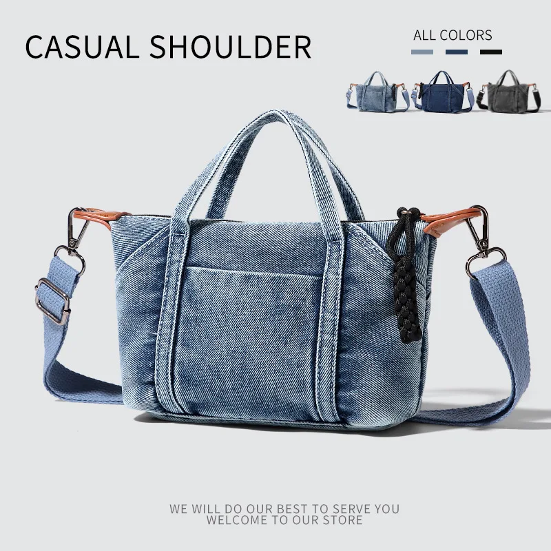 

Новая джинсовая мини-сумка из потертого денима, портативная косая сумка на плечо, простая и модная многофункциональная маленькая сумка