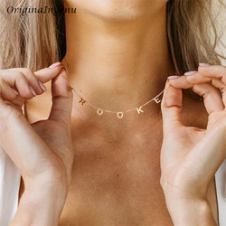 14K Gold Filled Name Initial Necklace Personalized Name Choker Necklace Tarnish Resistant Jewelry Boho Necklace for Women