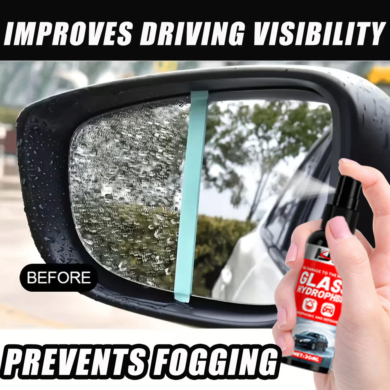 Nano Car Glass Hydrophobic Spray,Anti-Rain Water Repellent,Long-Lasting Defogger For Windshield & Mirror,Safe Driving Accessory