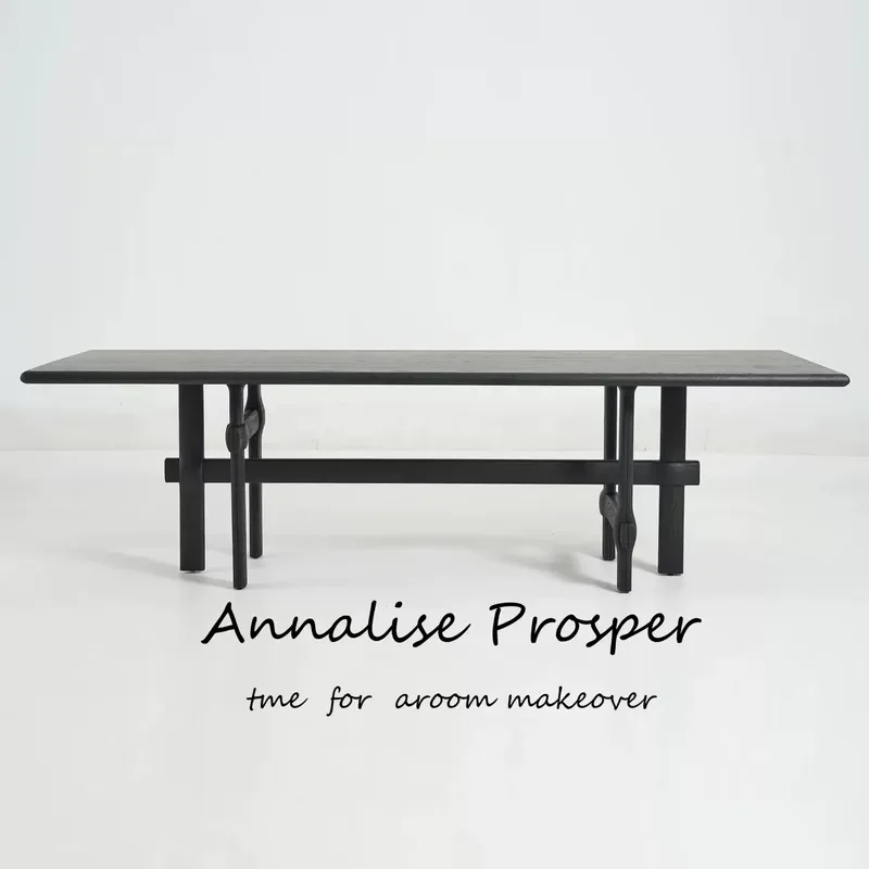 Medieval Style Solid Wood Dining Table Oak Wabi Sabi Rectangular Tea Table for Small Apartment Household Use