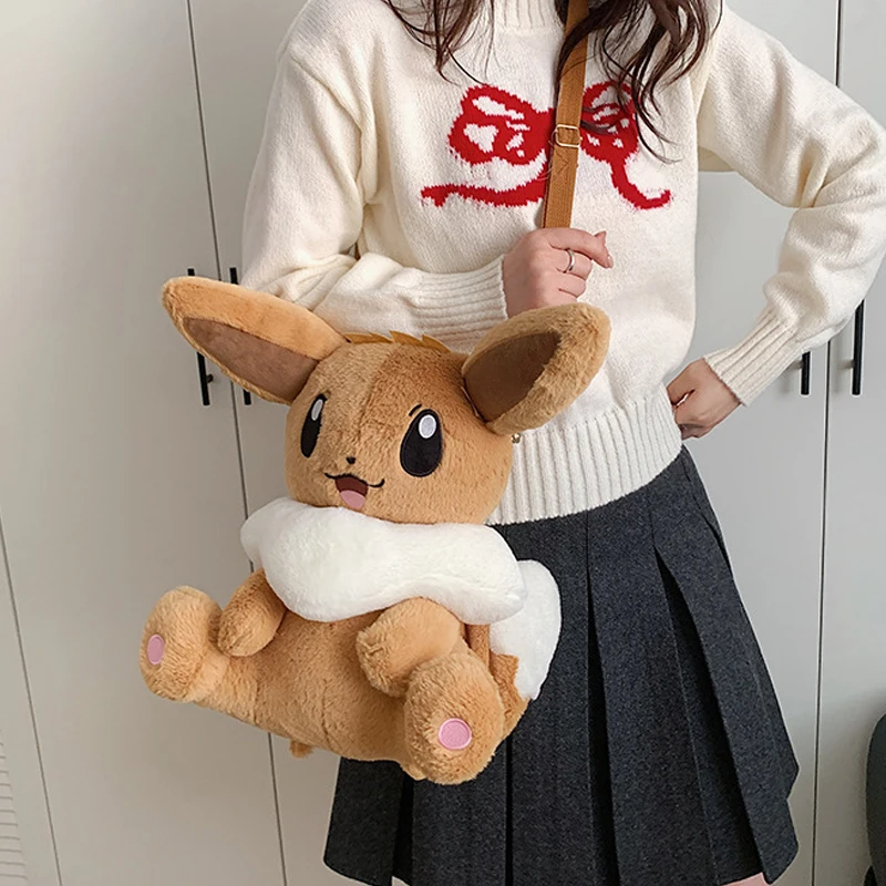 Pokémon Eevee Pikachu Plüschtiere Rucksack Charmander Plushie Anime Rucksack Geburtstag Pokemon Snorlax Geschenk für Kinder Weihnachtstasche – Detail 8