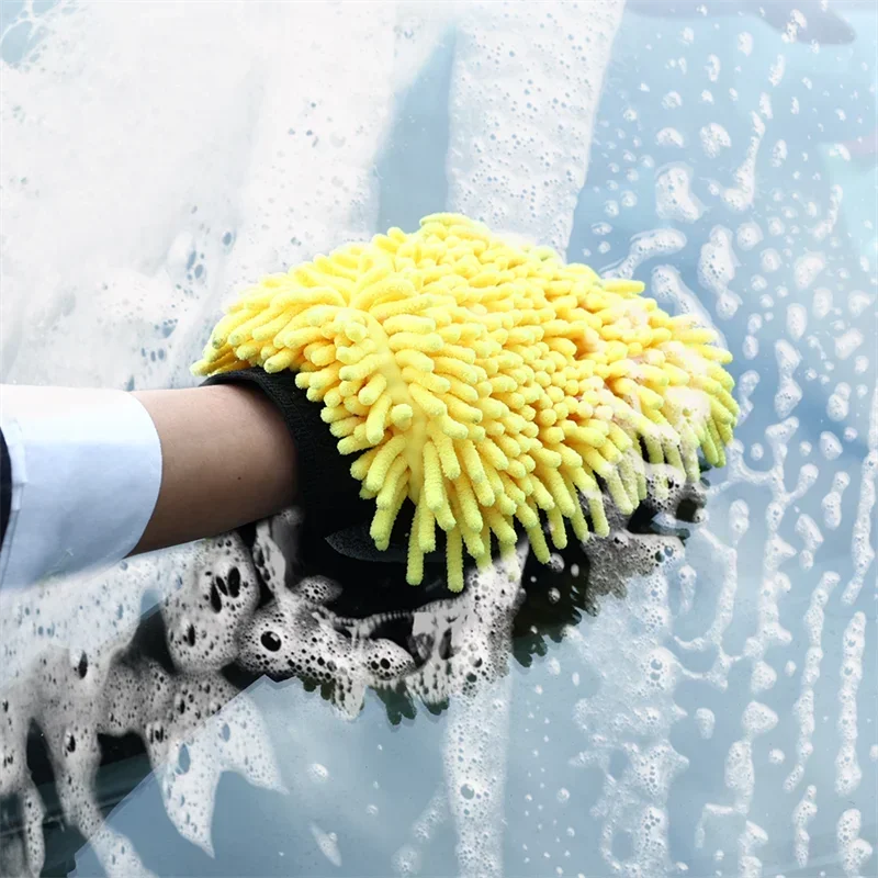 1/5pcs Car Washing Gloves Waterproof Microfiber Chenille Gloves Car Cleaning Mitt Detailing Brush Auto Care Double-faced Glove view 2