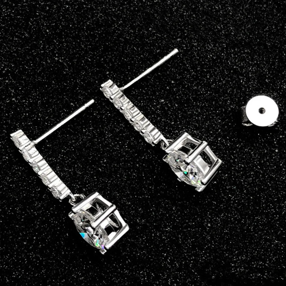 

Серьги BR 6.5 мм из стерлингового серебра S925 с муассанитом для женщин, классический дизайн с 6 крапанами D VVS1, с подвесками-кисточками, элитные ювелирные изделия