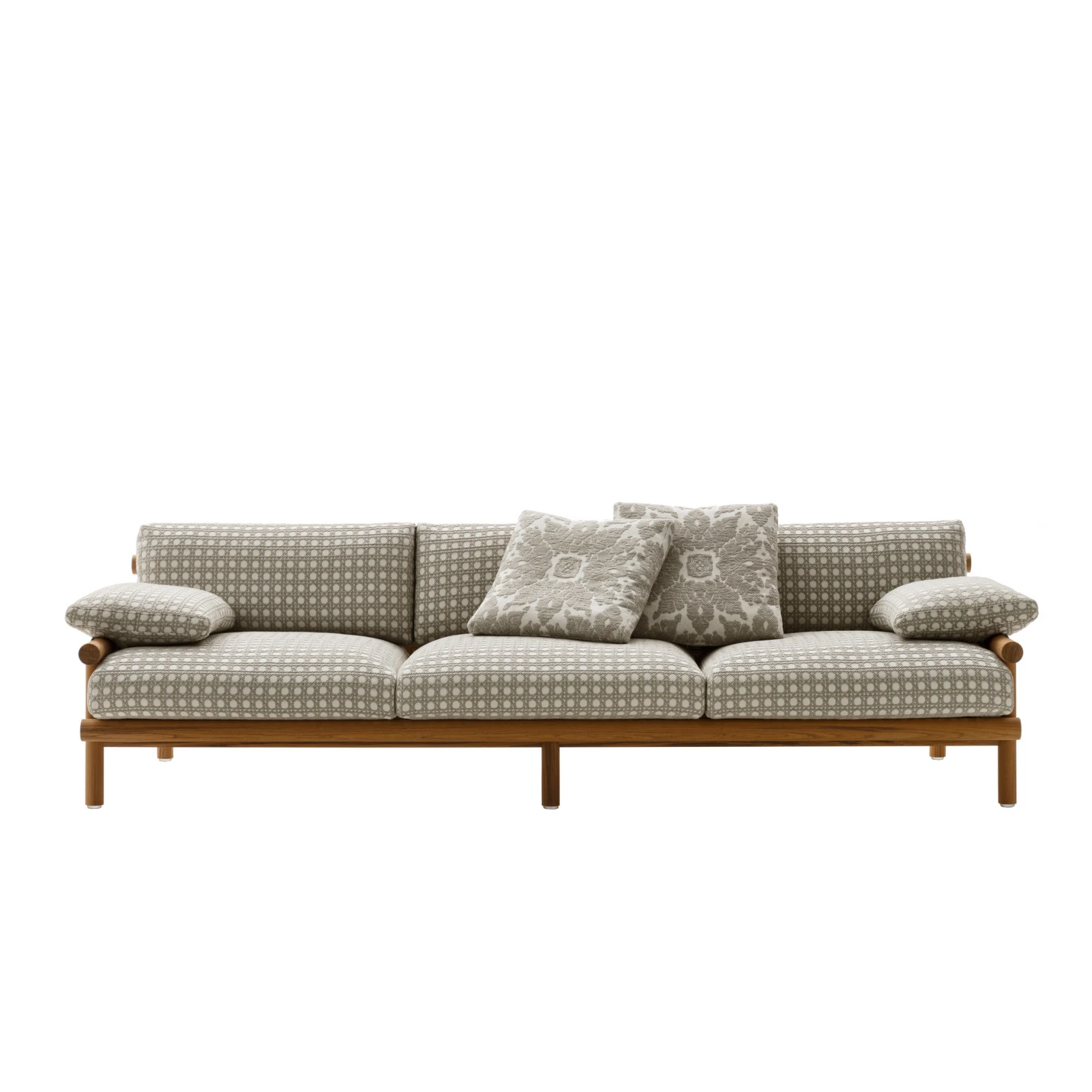 

Modern Wooden Furniture With Cushions Sofa Set Living Room Garden with Armrest