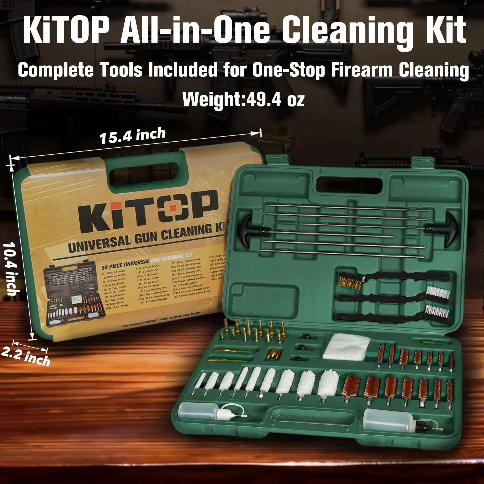 59 Pcs Universal Premium Gun Cleaning Kit Compatible with Rifle Pistol Shotgun for All Caliber w/ Brass Accessories Ideal Gift