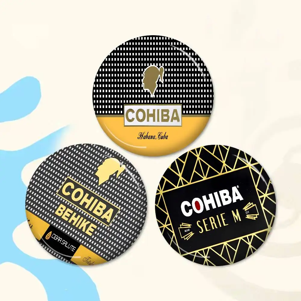 Broches Criativos Redondos de Cigarro Cohiba, Emblemas e Pins de Presente 32/44/58mm