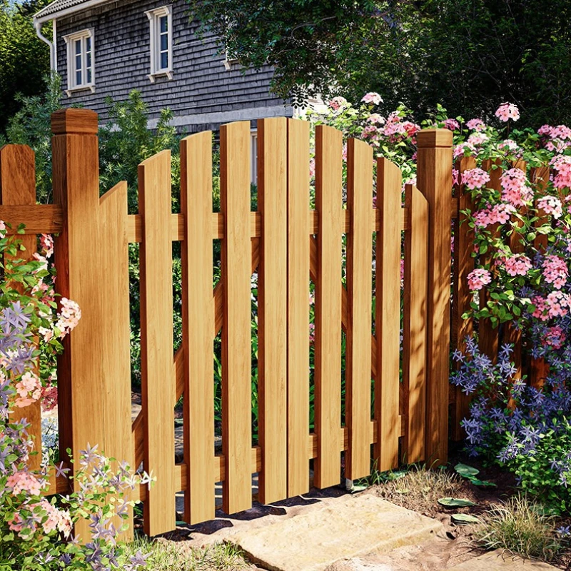Anti-corrosive wooden fence door Garden entrance fence door Courtyard door Guardrail Outdoor rural famous courtyard wooden