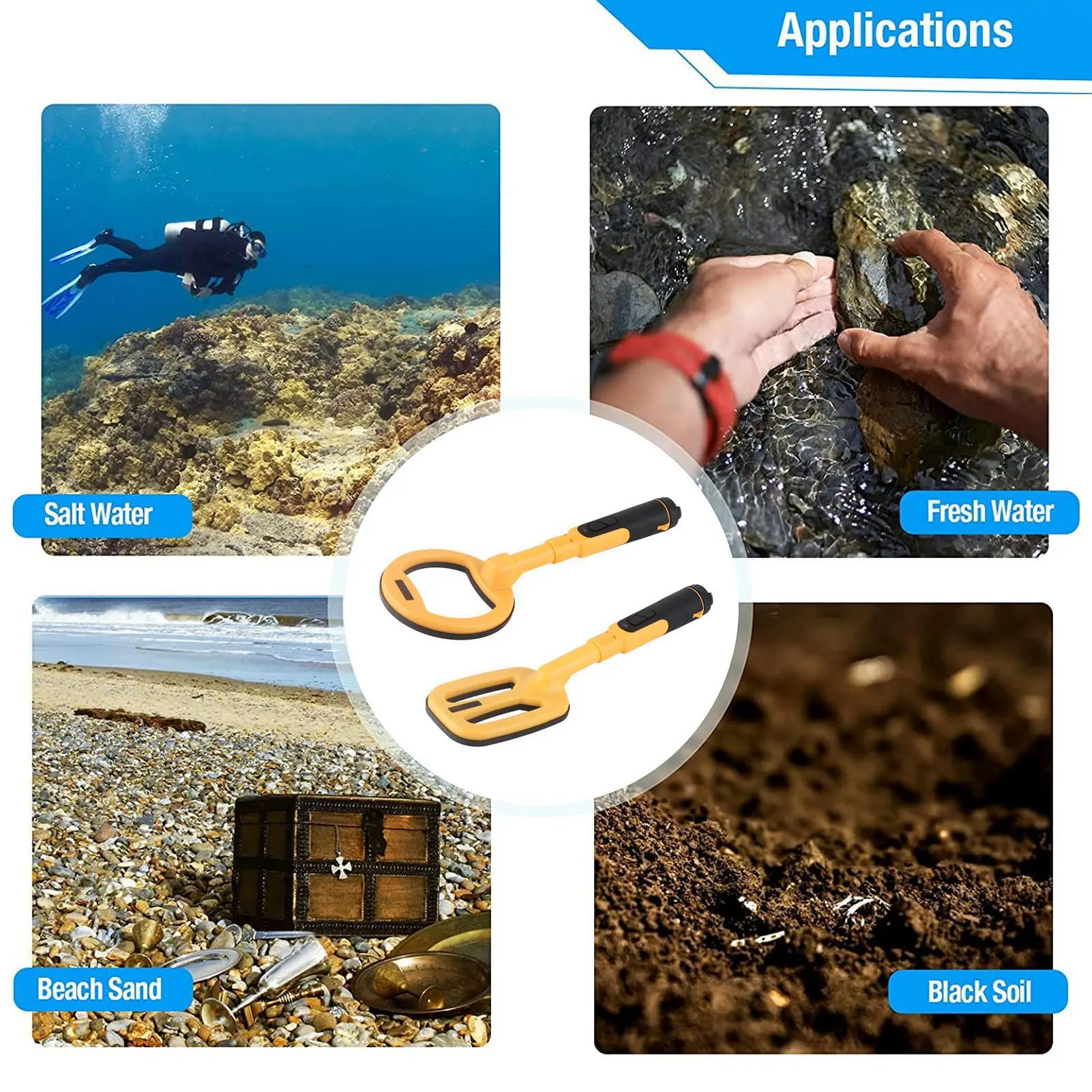 3 In 1 เครื่องตรวจจับโลหะมือถือ IP68 ชาร์จเครื่องตรวจจับโลหะทองสําหรับสระว่ายน้ํา Sea Gold เครื่องตรวจจับเครื่องตรวจจับโลหะ