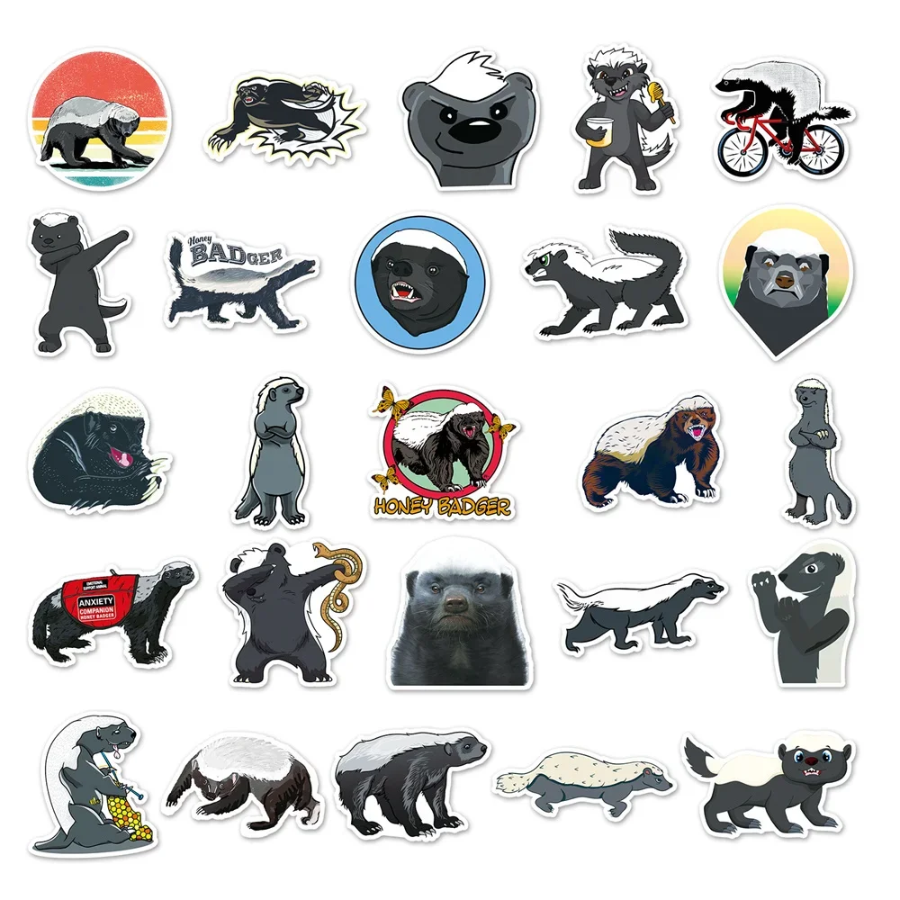 10/30/50PCS Cartoon Honey Badger Stickers Children Toys Luggage Laptop Guitar iPad Skateboard Motorcycle Stickers Wholesale