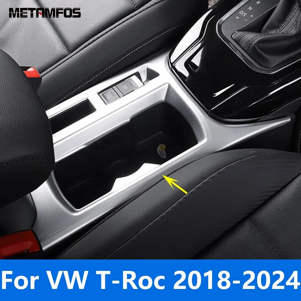 Center Console Water Cup Holder For Volkswagen VW T-Roc TROC 2018-2020 2021 2022 2023 2024 Carbon Fiber Interior Accessories