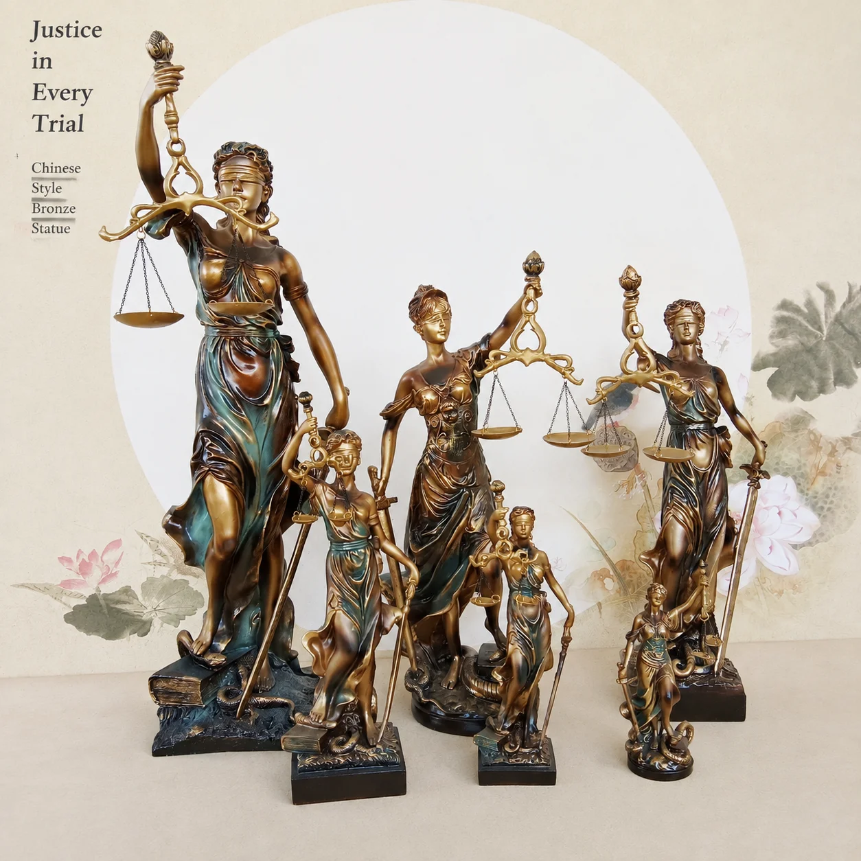 European Resin Goddess of Justice Statue Home Decor Office Gift Figurine
