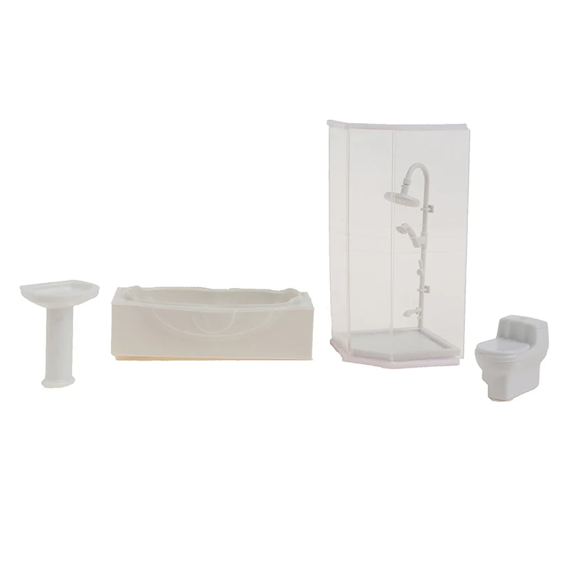 1:25 Poppenhuis Miniatuur Badkamer Set Douche Wc Bad Wastafel Model Speelgoed Mini Poppenhuis Accessoires