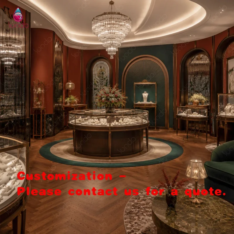 custom.Sundo Custom Gray Marble Jewelry Display Cases Set with Lock LED Light Jewelry Shop