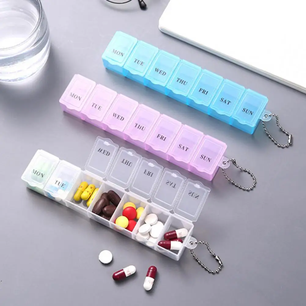 Pill Medicine Box 7 Grids Reminded Tablet Storage Pill Box Splitters Pill Case Organizer Good Sealing Dustproof Tablet Container