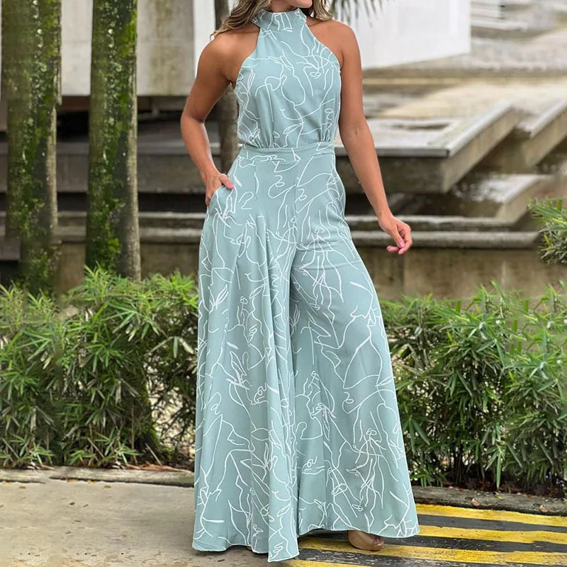

Sexy Sleeveless Jumpsuit Office Lady Spring Summer Fashion Casual Off Shoulder Print Jumpsuits For Women 2026 One Piece Rompers